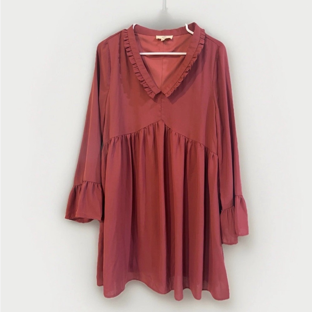 Entro Dusty Rose Mini Dress NWOT Boho Festival Bohemian Style Ruffles NWOT